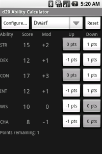 d20 Ability Calculator for Android